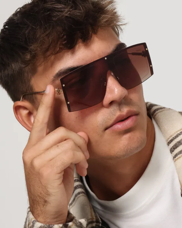 NUQE As IF Sunglasses Brown/Gold sold by Culture Kings