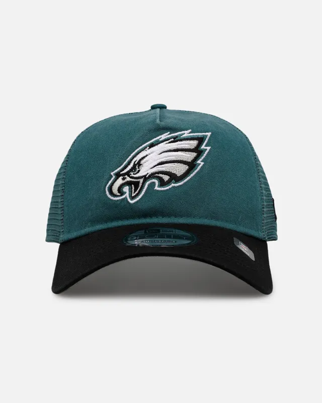 New Era Philadelphia Eagles 'Washed Truckers' 9FORTY A-Frame Trucker Snapback Official Team Color sold by Culture Kings