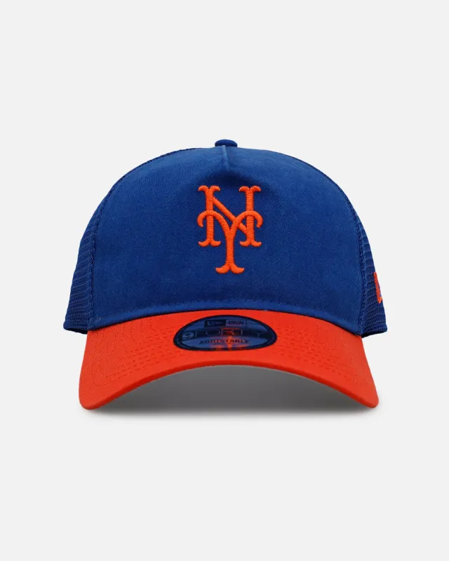 New Era New York Mets 'Washed Truckers' 9FORTY A-Frame Trucker Snapback Official Team Color sold by Culture Kings