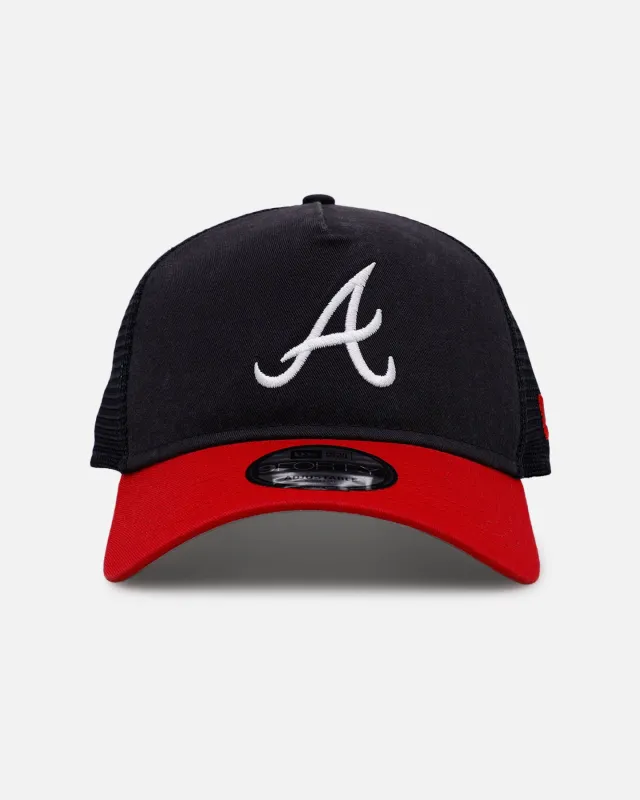 New Era Atlanta Braves 'Washed Truckers' 9FORTY A-Frame Trucker Snapback Official Team Color sold by Culture Kings