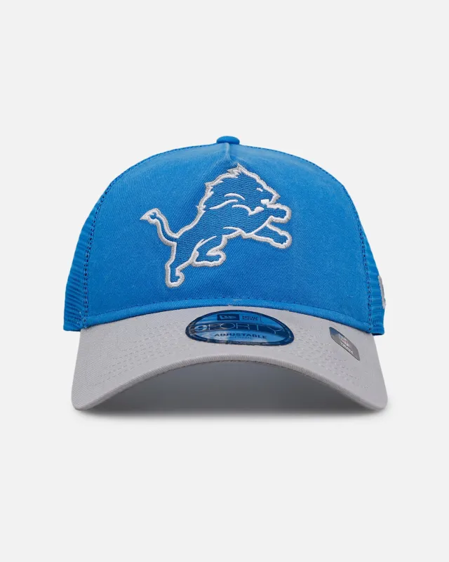 New Era Detroit Lions 'Washed Truckers' 9FORTY A-Frame Trucker Snapback Official Team Color sold by Culture Kings