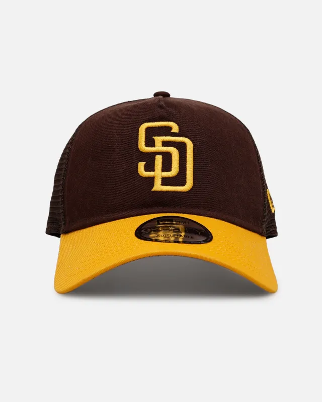 New Era San Diego Padres 'Washed Truckers' 9FORTY A-Frame Trucker Snapback Official Team Color sold by Culture Kings
