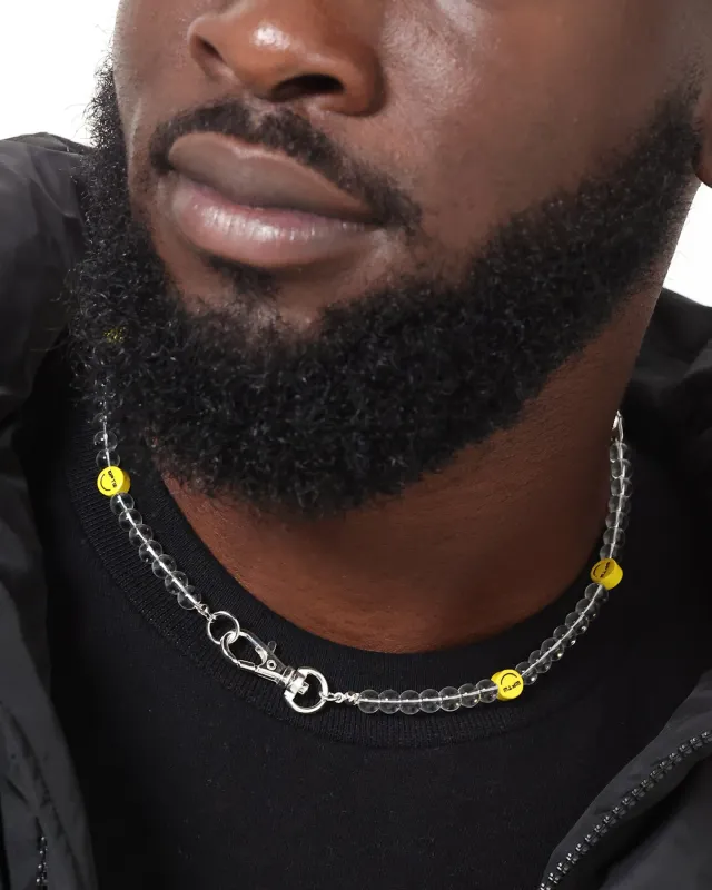 Wild For The Weekend Smiley Beaded Necklace Silver sold by Culture Kings