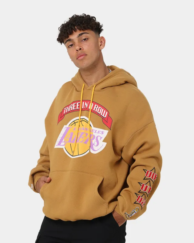 Mitchell & Ness Los Angeles Lakers 3-Peat Hoodie Bone Brown sold by Culture Kings