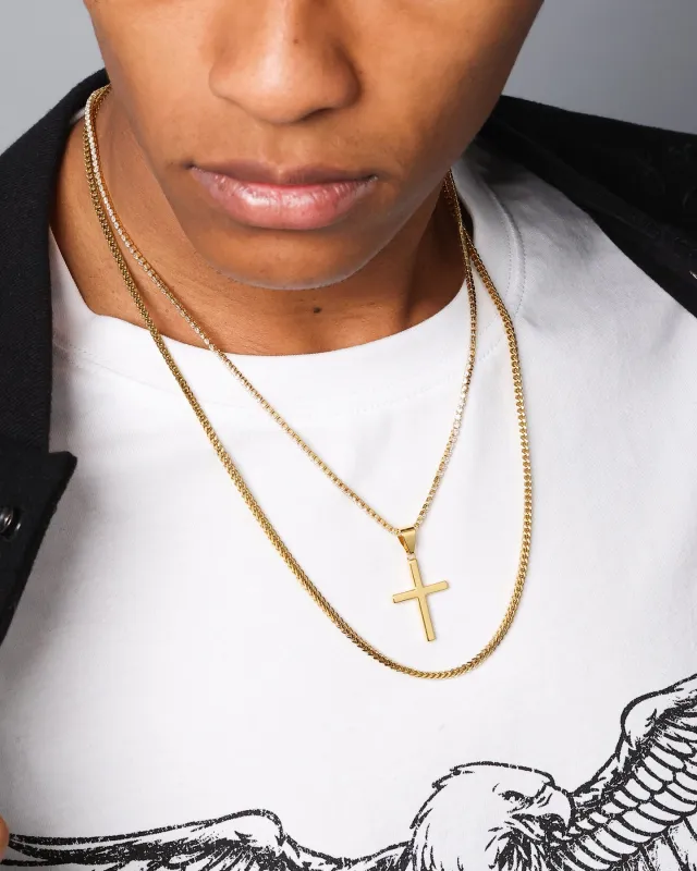 NXS Double Cross Chain Gold sold by Culture Kings