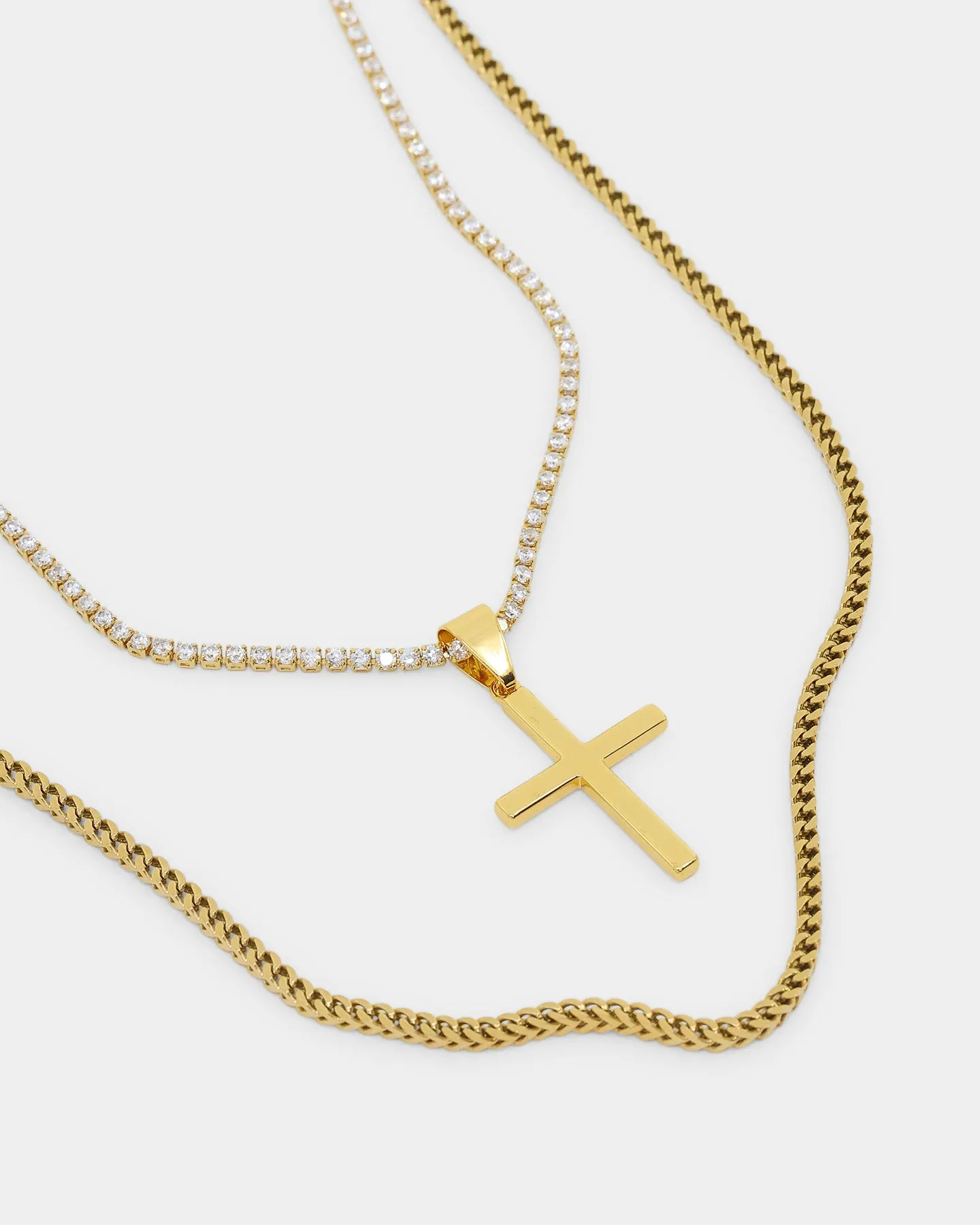 NXS Double Cross Chain Gold sold by Culture Kings product image thumbnail 5