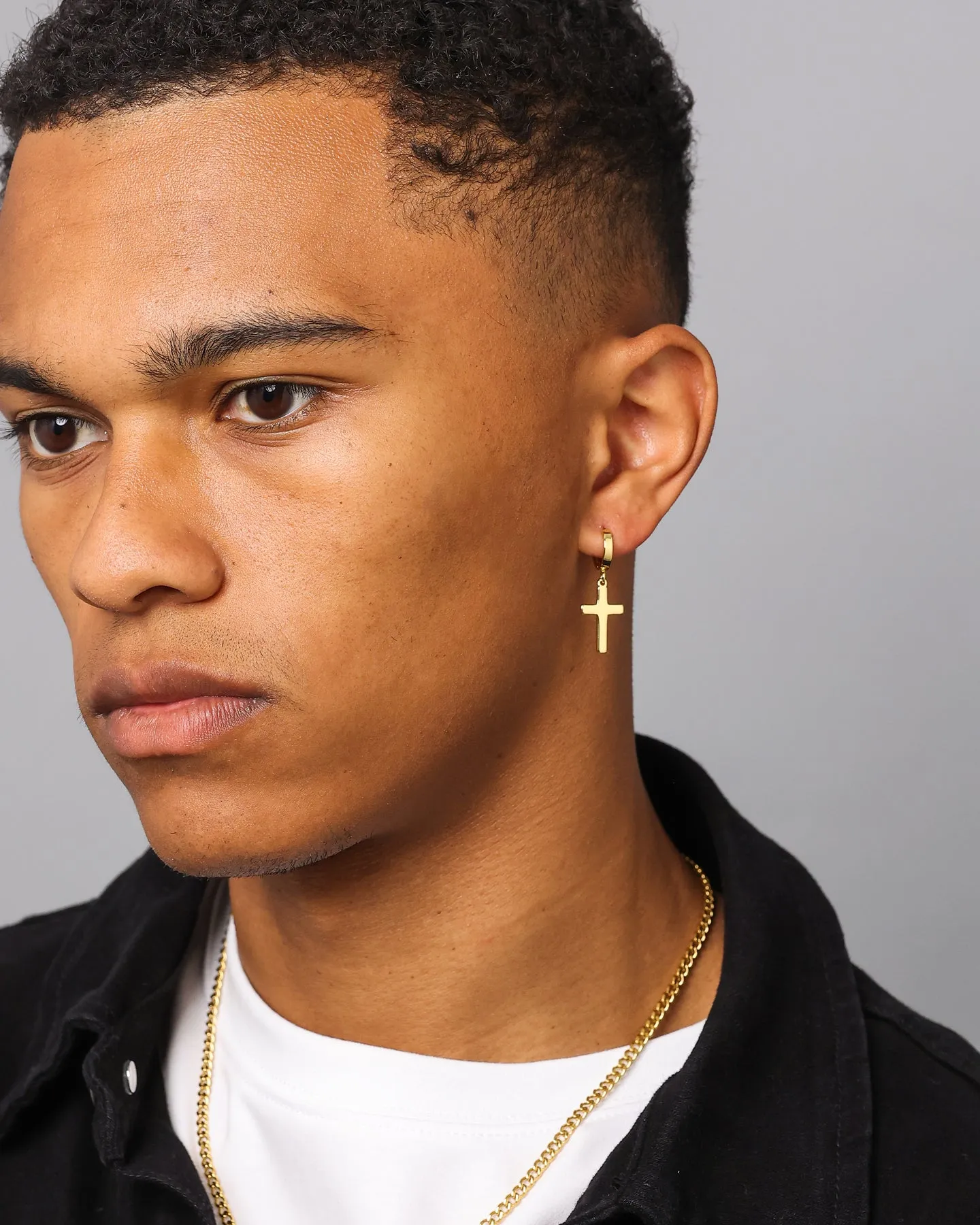 NXS Mini Cross Earring Gold sold by Culture Kings