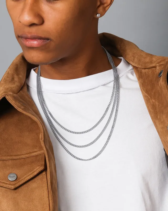 NXS 3mm Cuban Chain Set White Gold sold by Culture Kings