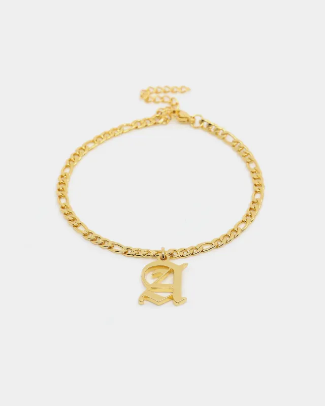 Raising Hell Women's Gothic Letter Anklet Gold sold by Culture Kings