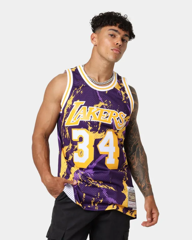Mitchell & Ness Los Angeles Lakers Shaquille O'Neal #34 '96-'97 Marble Swingman Jersey Purple sold by Culture Kings