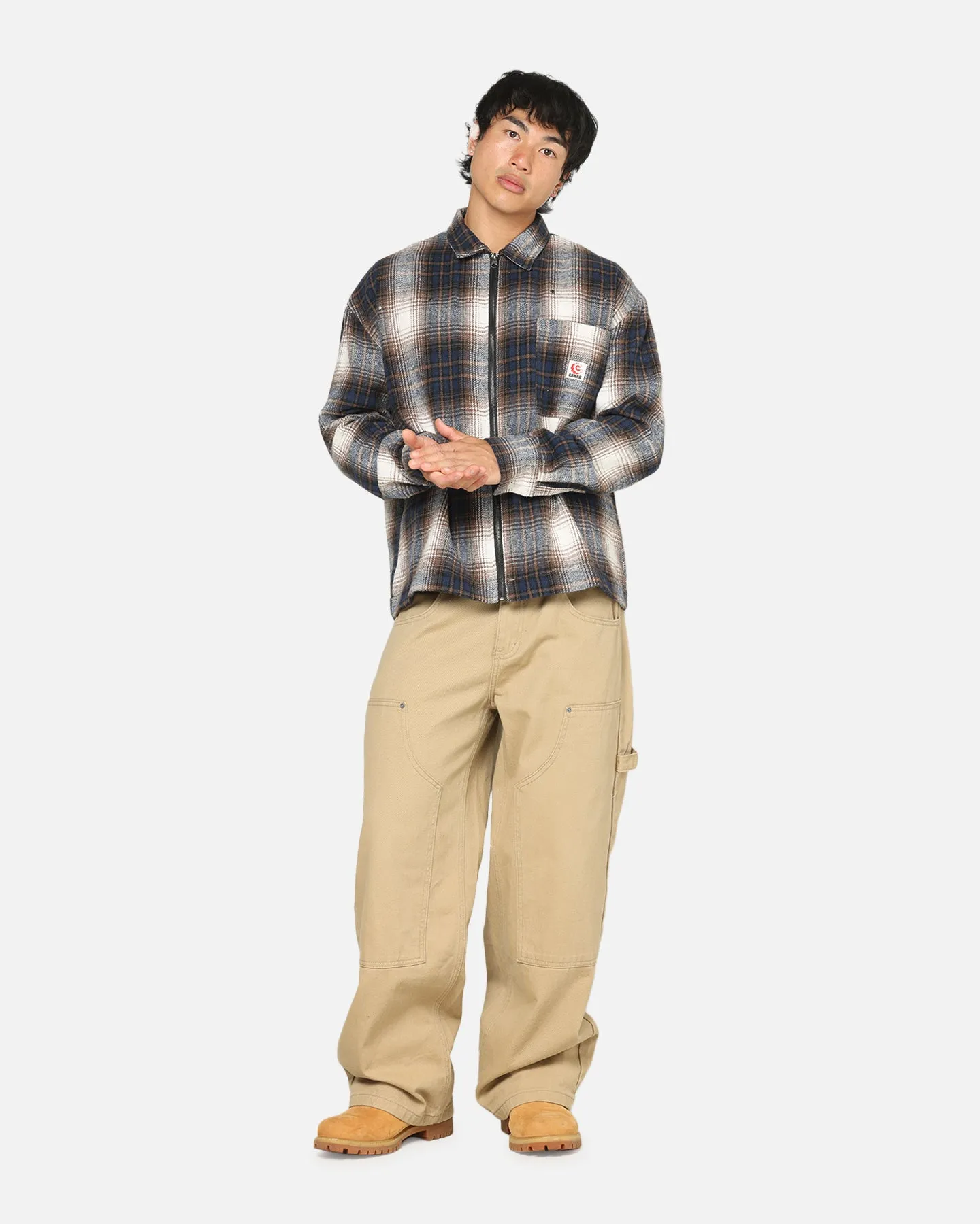 Carre Ombre Zip Up Long Sleeve Shirt Black Plaid sold by Culture Kings product image thumbnail 2