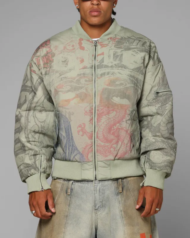 Loiter Spray Bomber Jacket Khaki sold by Culture Kings