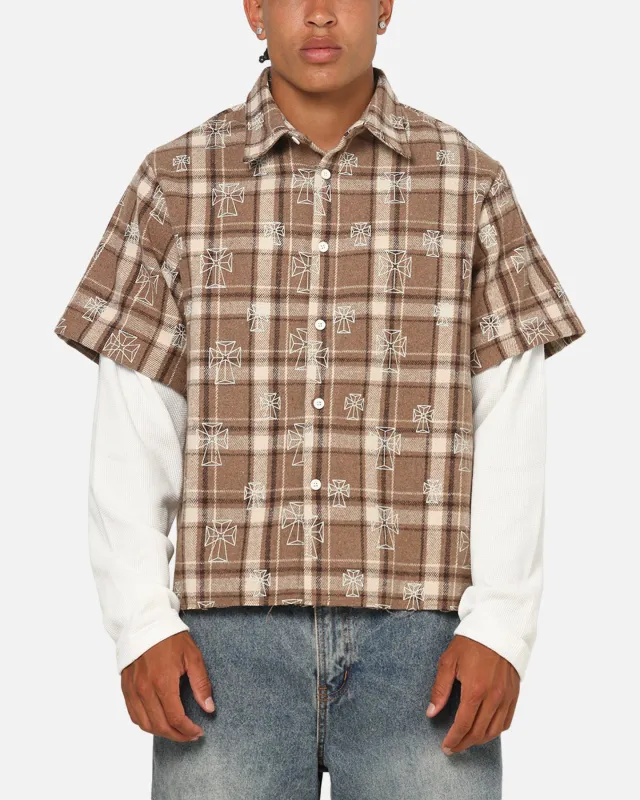 Saint Morta Sanctuary Layered Button Up Shirt Brown sold by Culture Kings