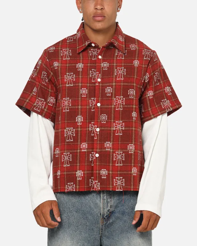 Saint Morta Sanctuary Layered Button Up Shirt Red sold by Culture Kings
