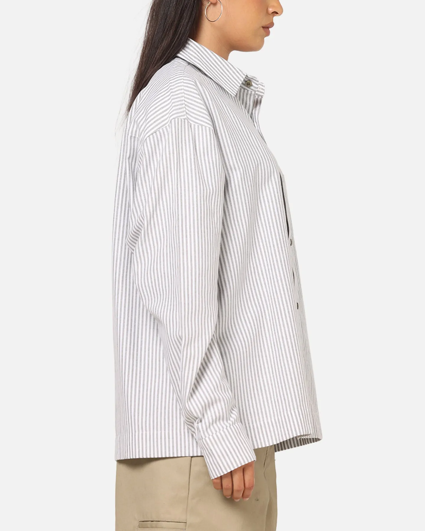 Carre Oxford Stripe Long Sleeve Button Up Shirt White/Green sold by Culture Kings product image thumbnail 4