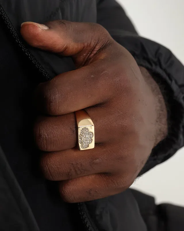 Wild For The Weekend Cloud Crystal Signet Ring (Medium) Gold sold by Culture Kings