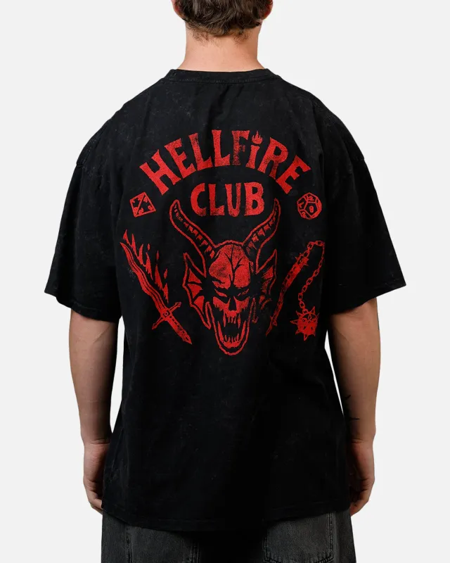 73Studio X Stranger Things Hellfire Lives T-Shirt Black Acidwash sold by Culture Kings