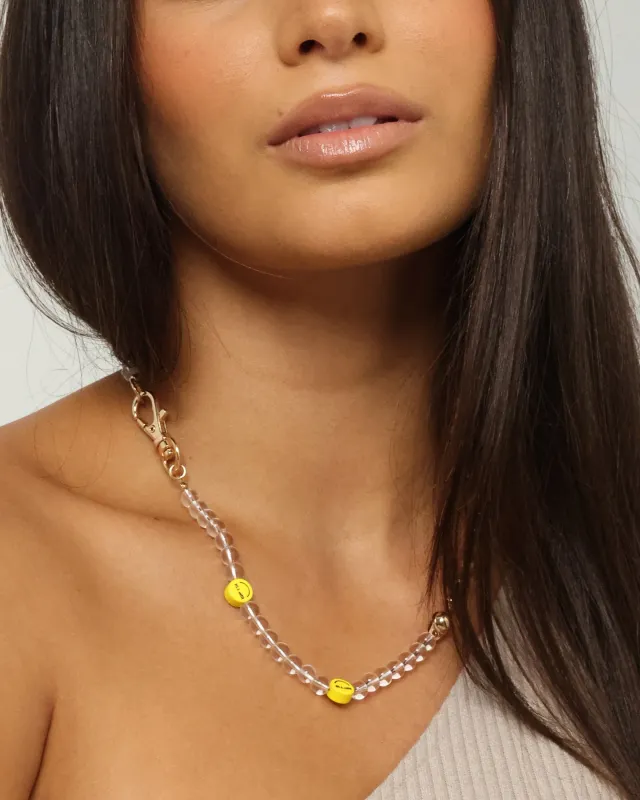 Wild For The Weekend Smiley Beaded Necklace Gold sold by Culture Kings