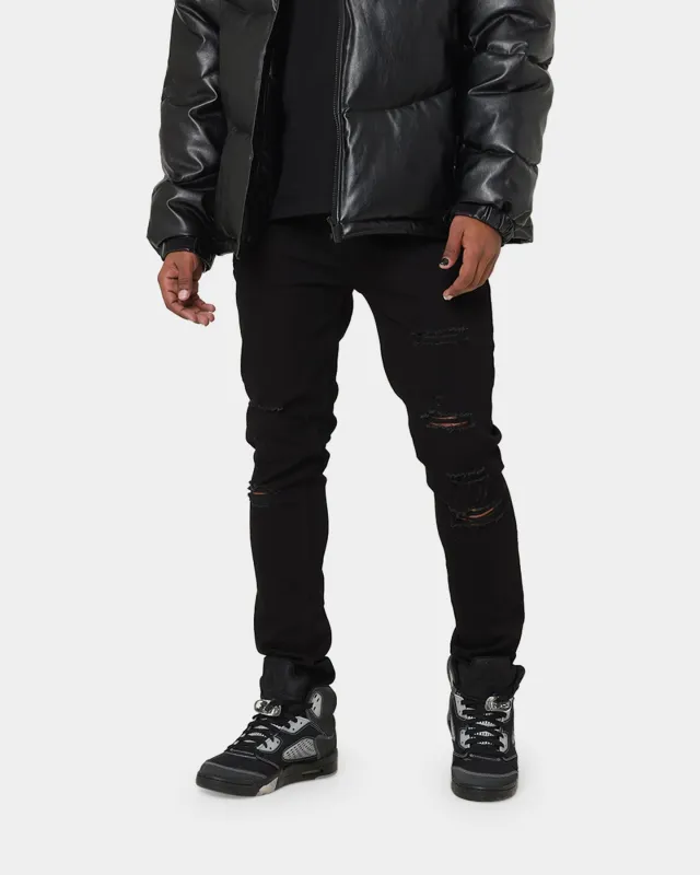 Carré Rugueux Distressed Skinny Jeans Black sold by Culture Kings