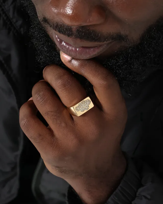 Wild For The Weekend Cloud Crystal Signet Ring (Large) Gold sold by Culture Kings
