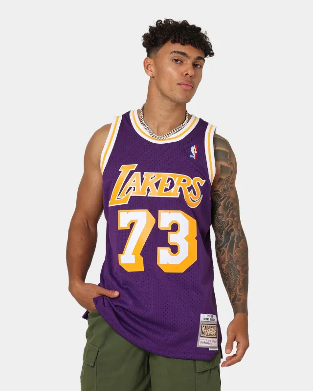 Mitchell & Ness Los Angeles Lakers Dennis Rodman #73 '98-'99 Road Swingman Jersey Purple sold by Culture Kings