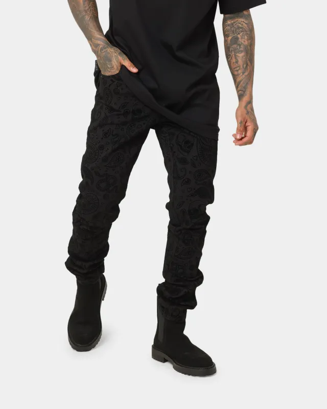 Saint Morta Paisley Skulls Jeans Black sold by Culture Kings