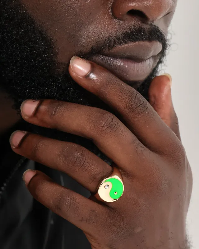 Wild For The Weekend Yin Yang Signet Ring (Large) Gold sold by Culture Kings