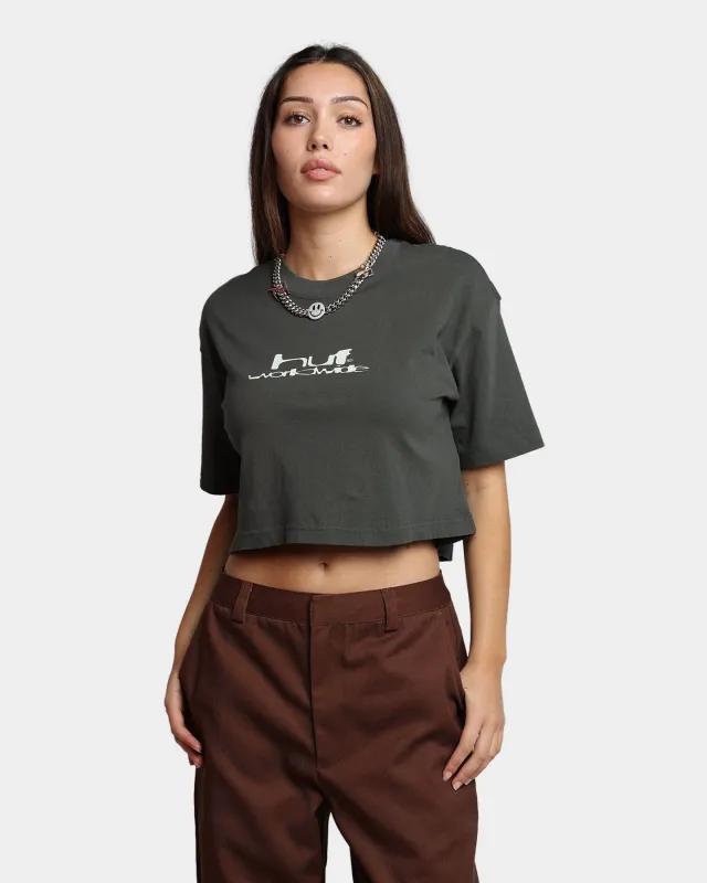 HUF Women's Washed Crop T-Shirt Gunmetal sold by Culture Kings
