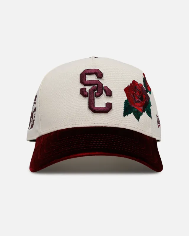 New Era University Of Southern California Trojans 'Velvet Roses' 9FORTY A-Frame Snapback Chrome sold by Culture Kings