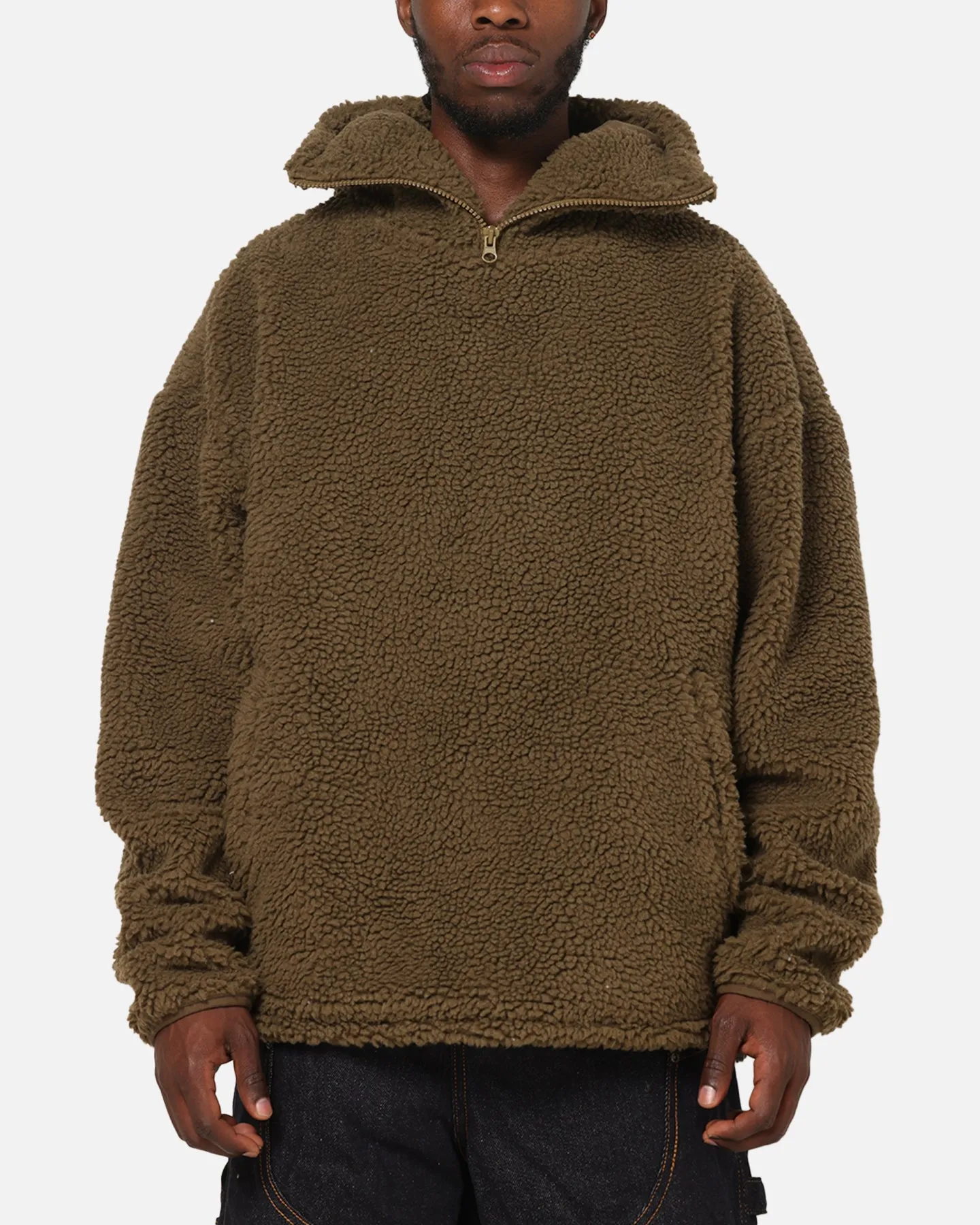 Carre Sherpa Hooded Jumper Khaki sold by Culture Kings product image thumbnail 3