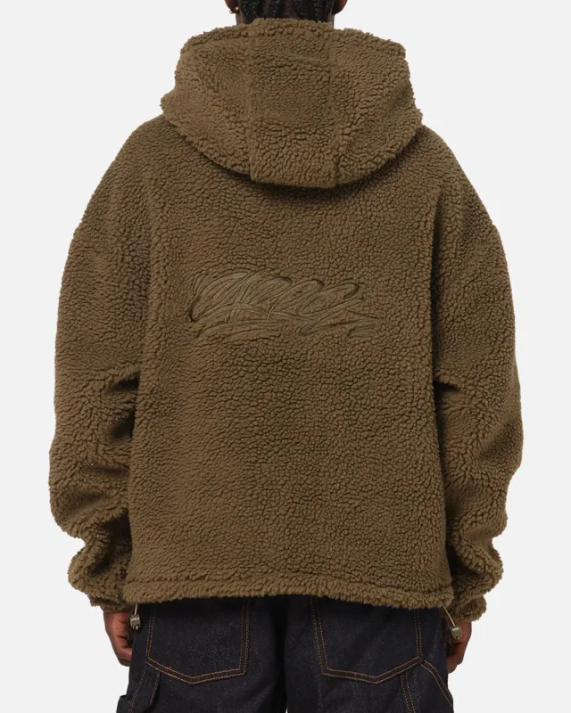 Carre Sherpa Hooded Jumper Khaki sold by Culture Kings