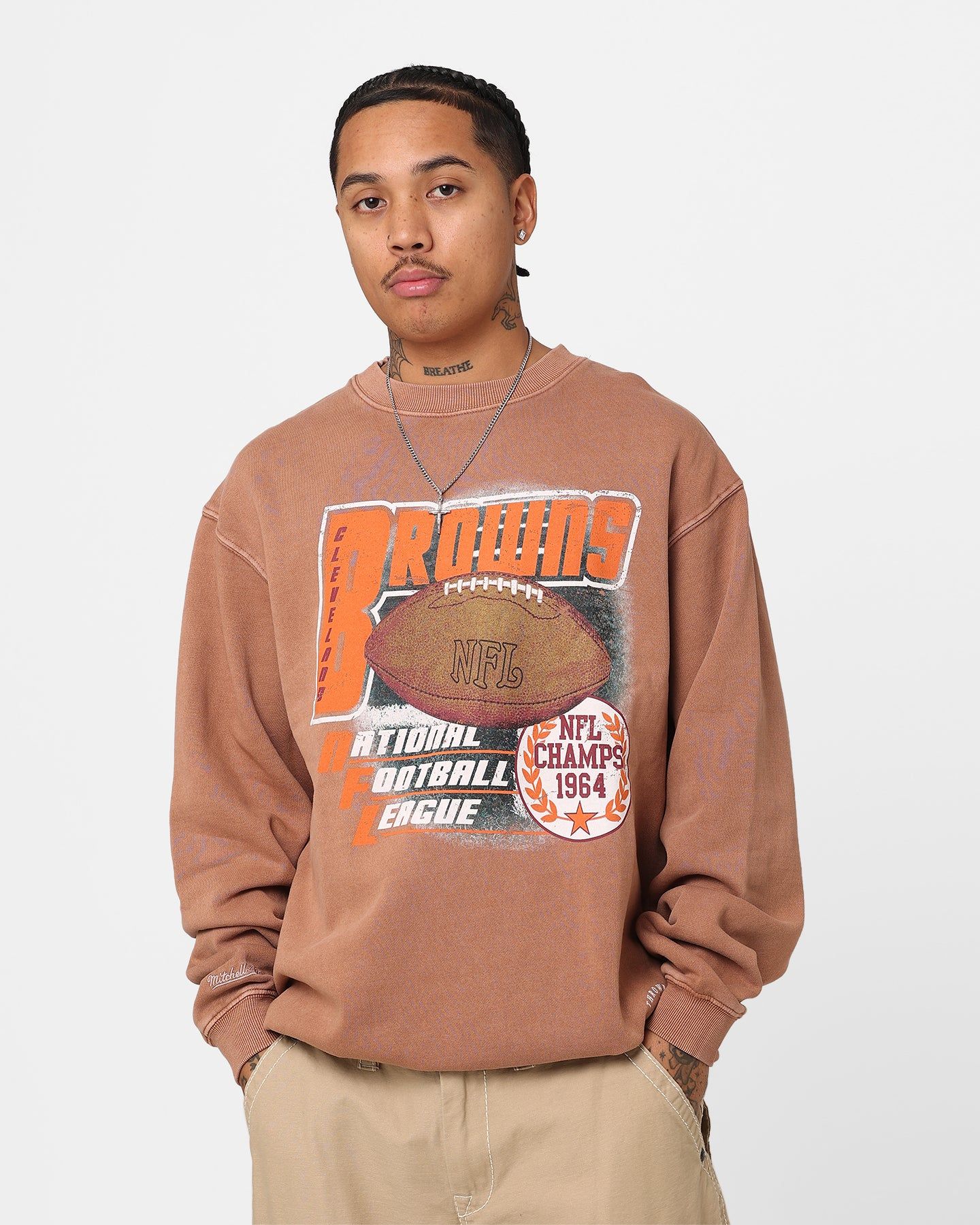 Mitchell & Ness Cleveland Browns Vintage Superbowl Champion Crewneck Faded Brown sold by Culture Kings