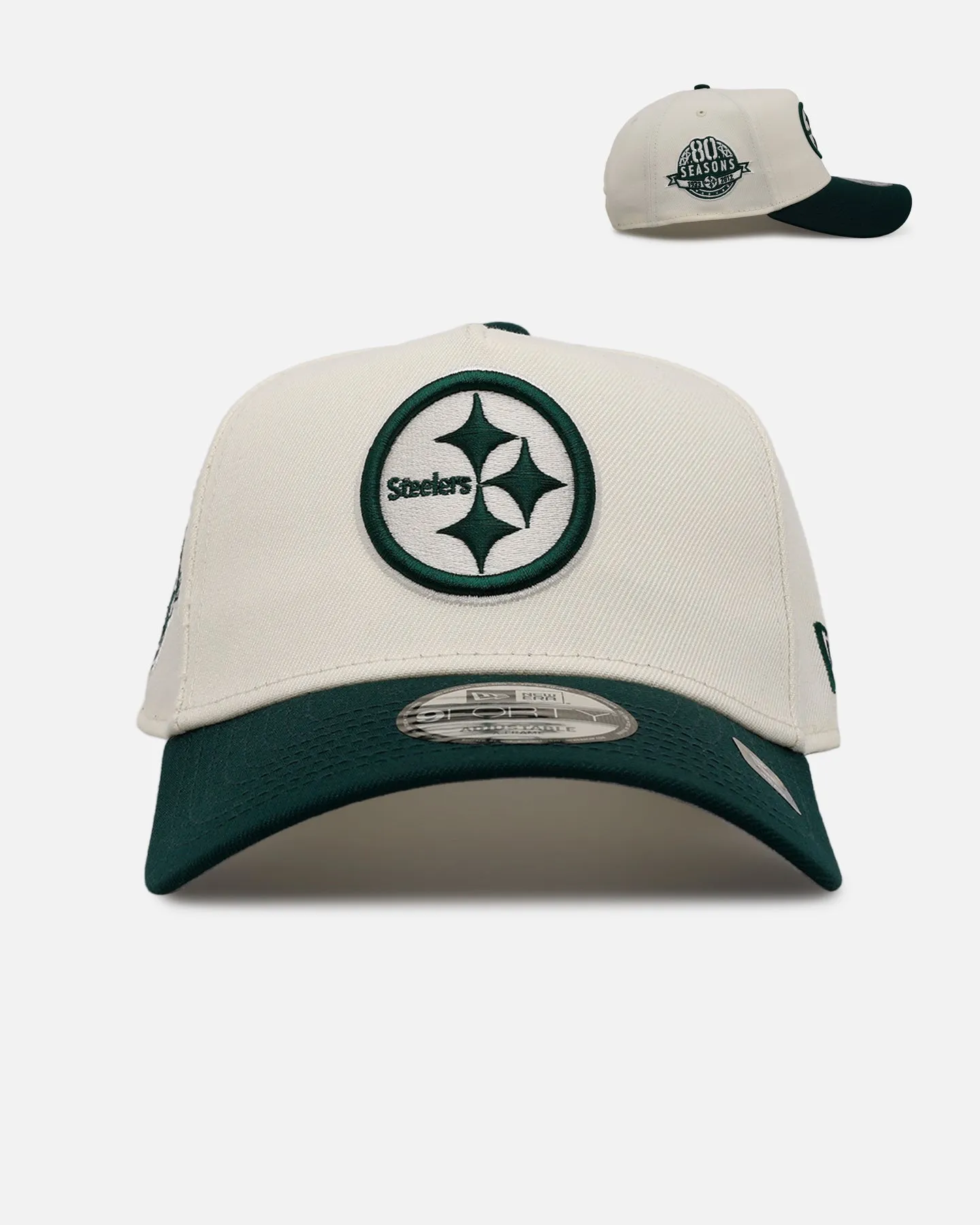 New Era Pittsburgh Steelers 'Evergreen 2.0' 9FORTY A-Frame Snapback Chrome/Dark Green sold by Culture Kings