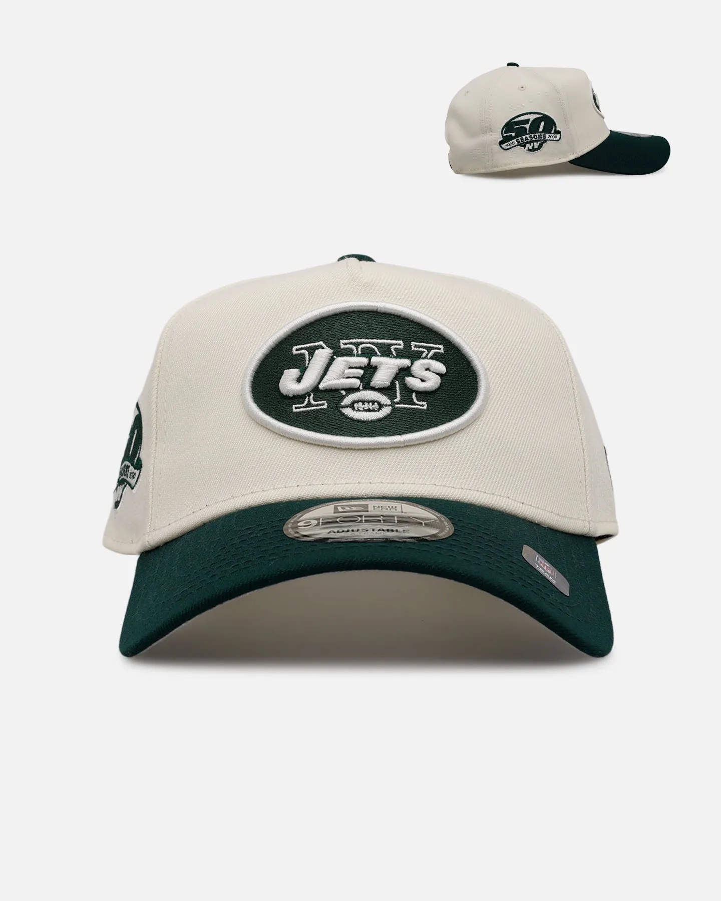 New Era New York Jets 'Evergreen 2.0' 9FORTY A-Frame Snapback Chrome/Dark Green sold by Culture Kings