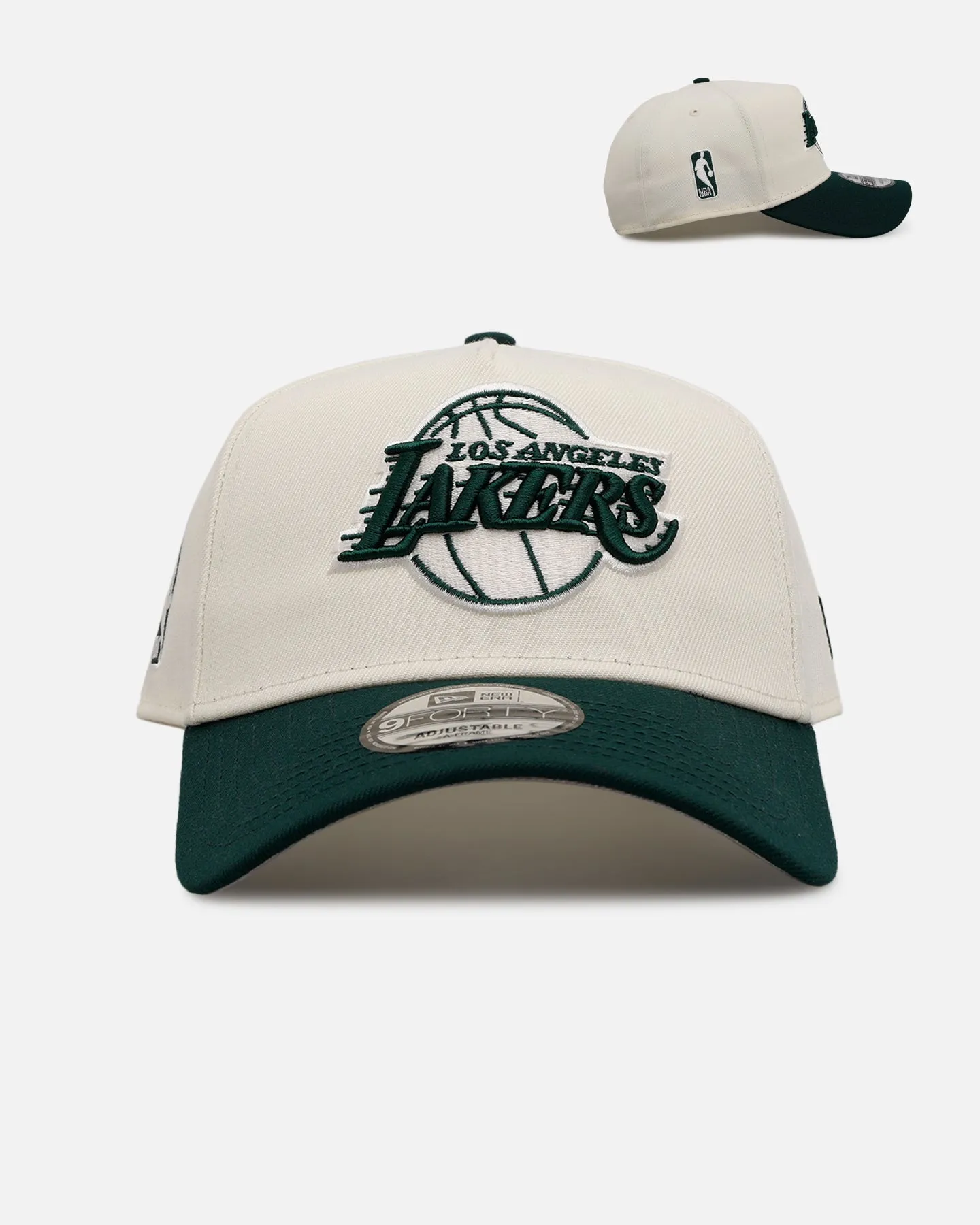 New Era Los Angeles Lakers 'Evergreen 2.0' 9FORTY A-Frame Snapback Chrome/Dark Green sold by Culture Kings
