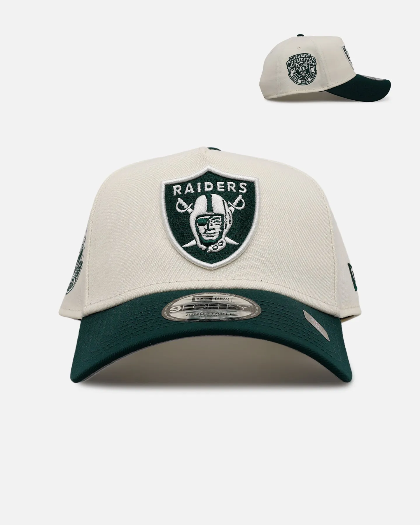 New Era Las Vegas Raiders 'Evergreen 2.0' 9FORTY A-Frame Snapback Chrome/Dark Green sold by Culture Kings
