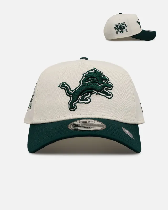 New Era Detroit Lions 'Evergreen 2.0' 9FORTY A-Frame Snapback Chrome/Dark Green sold by Culture Kings