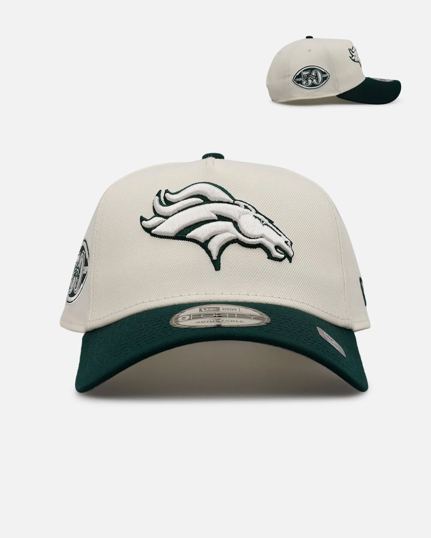 New Era Denver Broncos 'Evergreen 2.0' 9FORTY A-Frame Snapback Chrome/Dark Green sold by Culture Kings