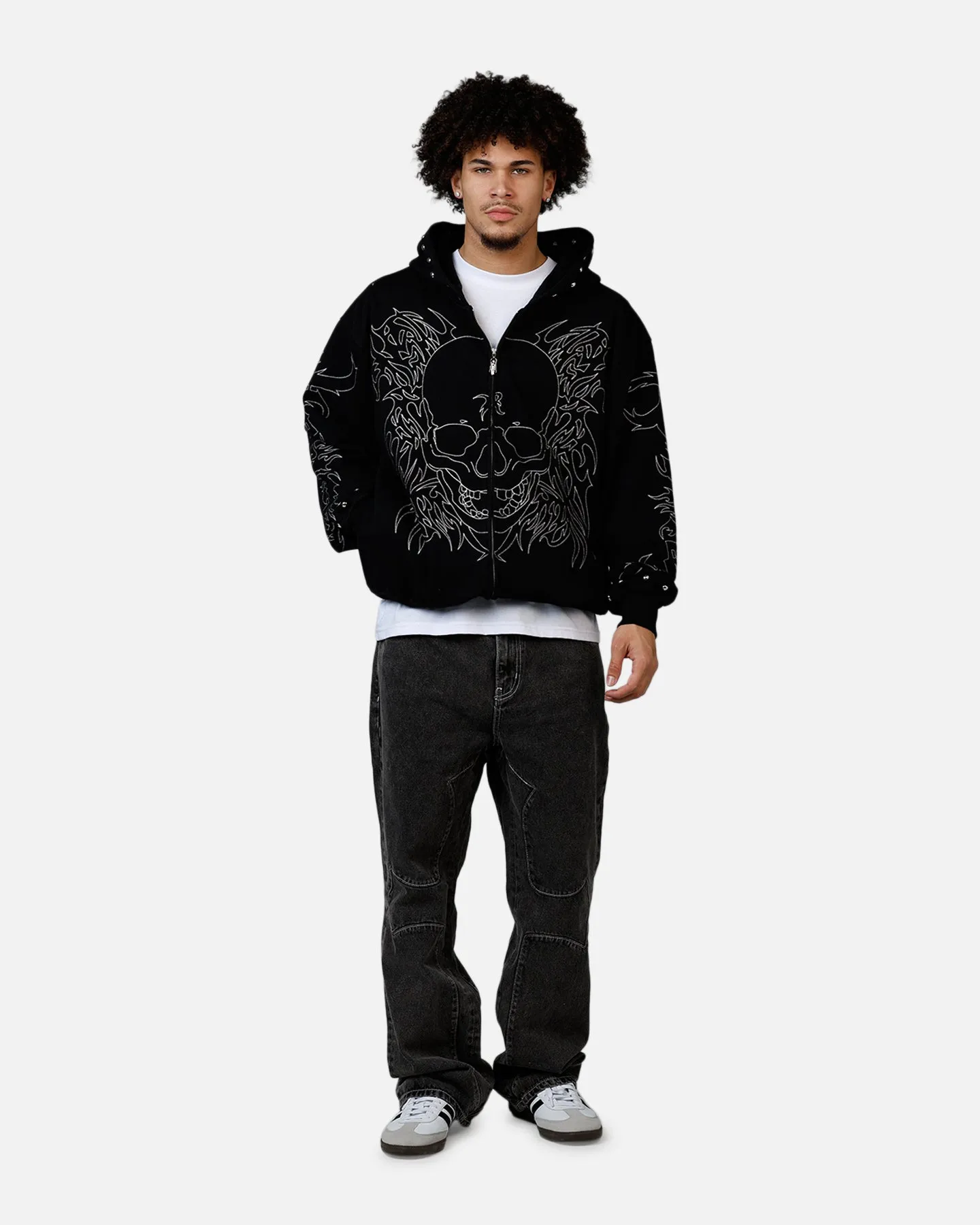 Revenge Tribal Skull Studded Zip Hoodie Black sold by Culture Kings product image thumbnail 3