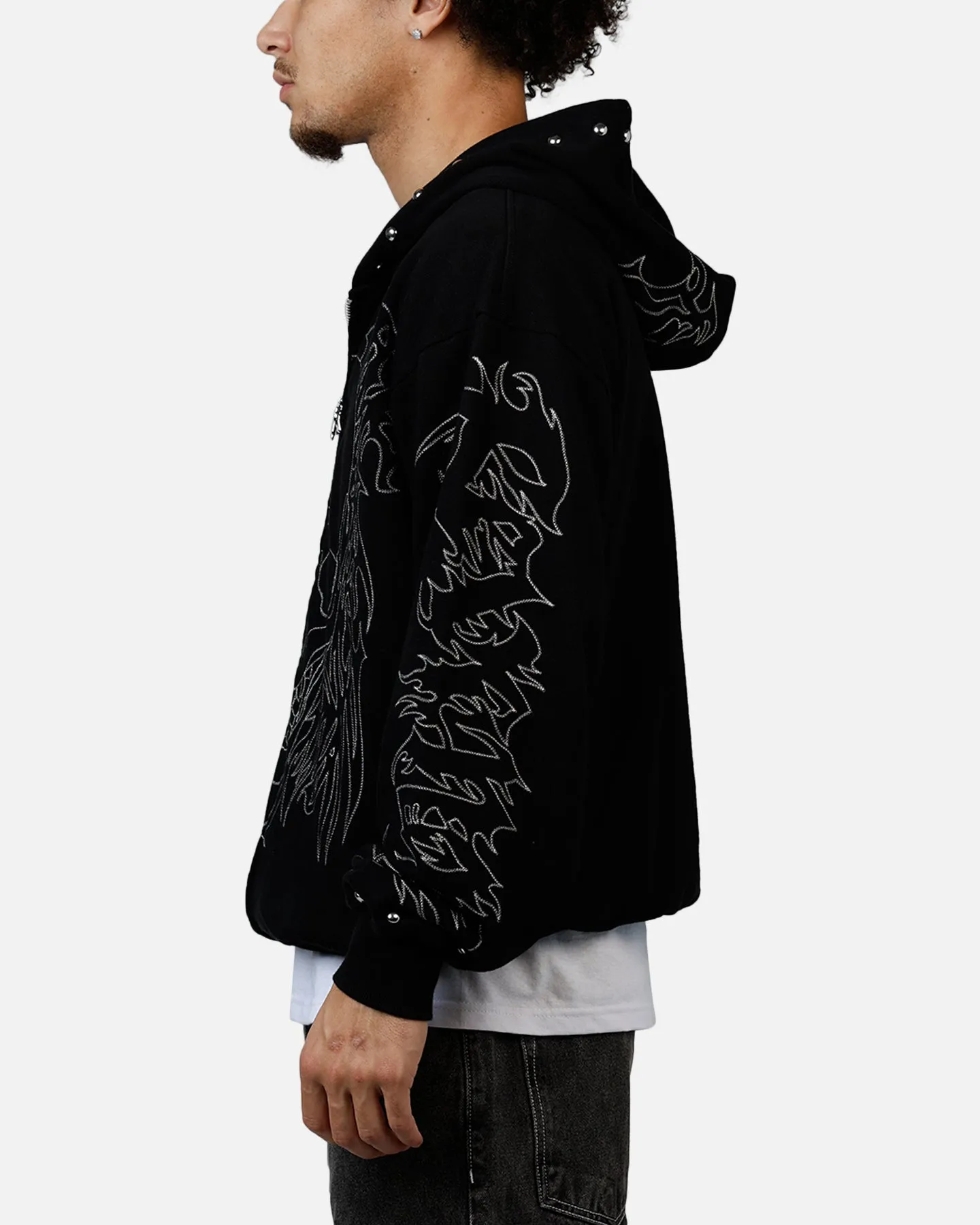 Revenge Tribal Skull Studded Zip Hoodie Black sold by Culture Kings product image thumbnail 5
