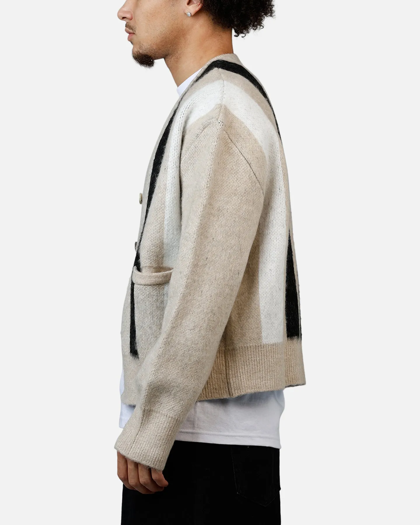 MNML Striped Mohair Cardigan Sweater Tan sold by Culture Kings product image thumbnail 5