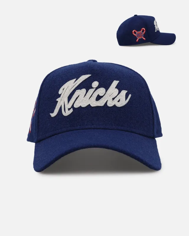 New Era New York Knicks 'Candy Cane Side Patch' 9FORTY A-Frame Snapback Official Team Color sold by Culture Kings