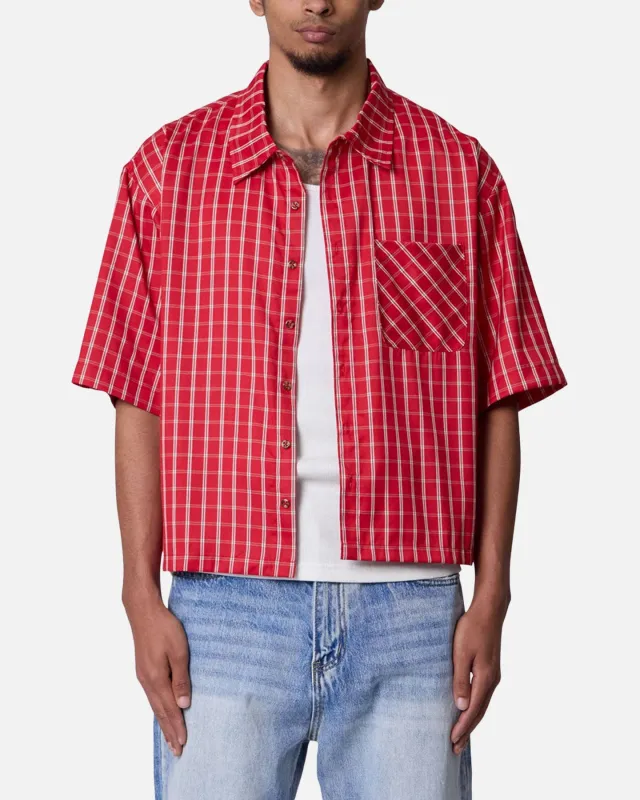 MNML Crispy Poplin Over Button Up Shirt Red/Blue sold by Culture Kings