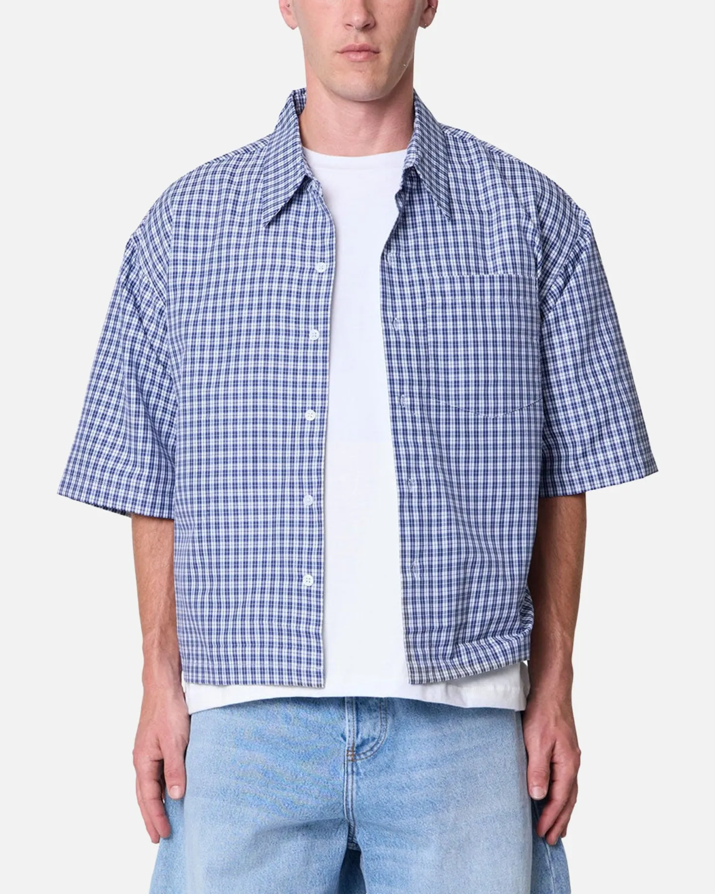 MNML Crispy Poplin Over Button Up Shirt Blue sold by Culture Kings