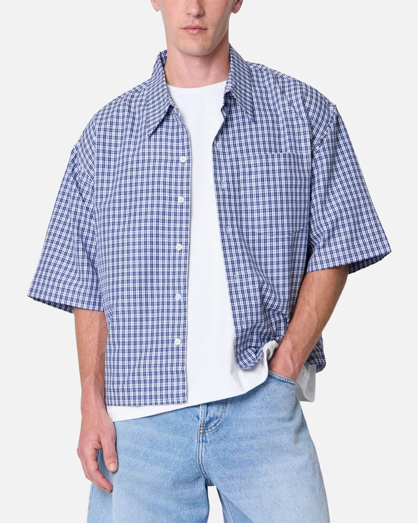 MNML Crispy Poplin Over Button Up Shirt Blue sold by Culture Kings product image thumbnail 5