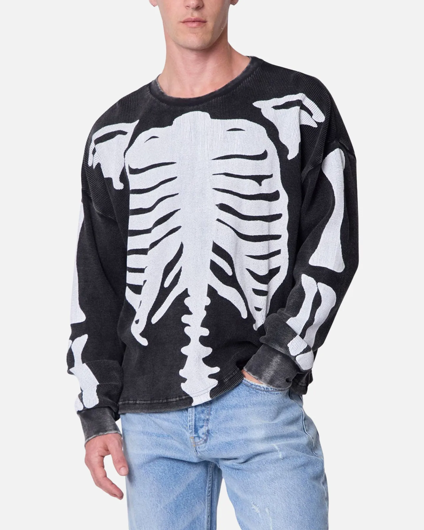 MNML Skeleton Thermal Long Sleeve Shirt Washed Black sold by Culture Kings product image thumbnail 5