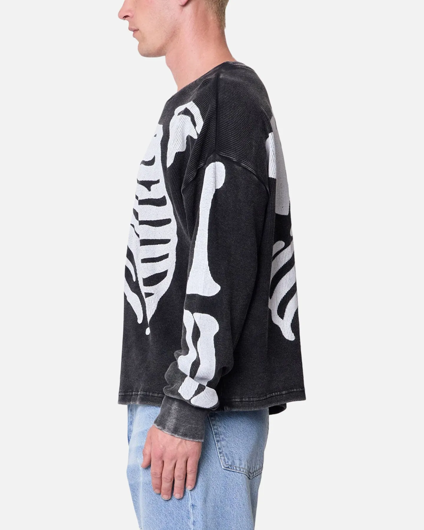 MNML Skeleton Thermal Long Sleeve Shirt Washed Black sold by Culture Kings product image thumbnail 3
