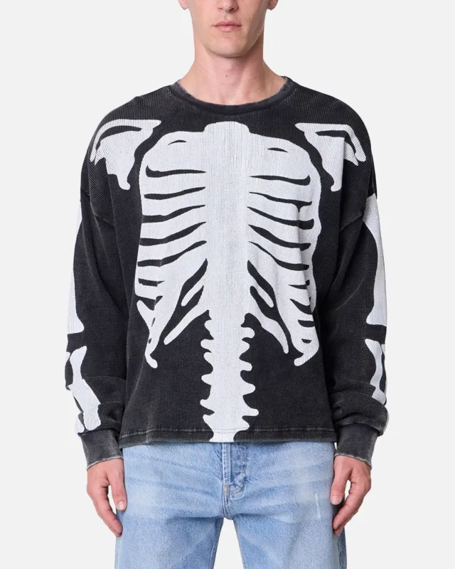 MNML Skeleton Thermal Long Sleeve Shirt Washed Black sold by Culture Kings