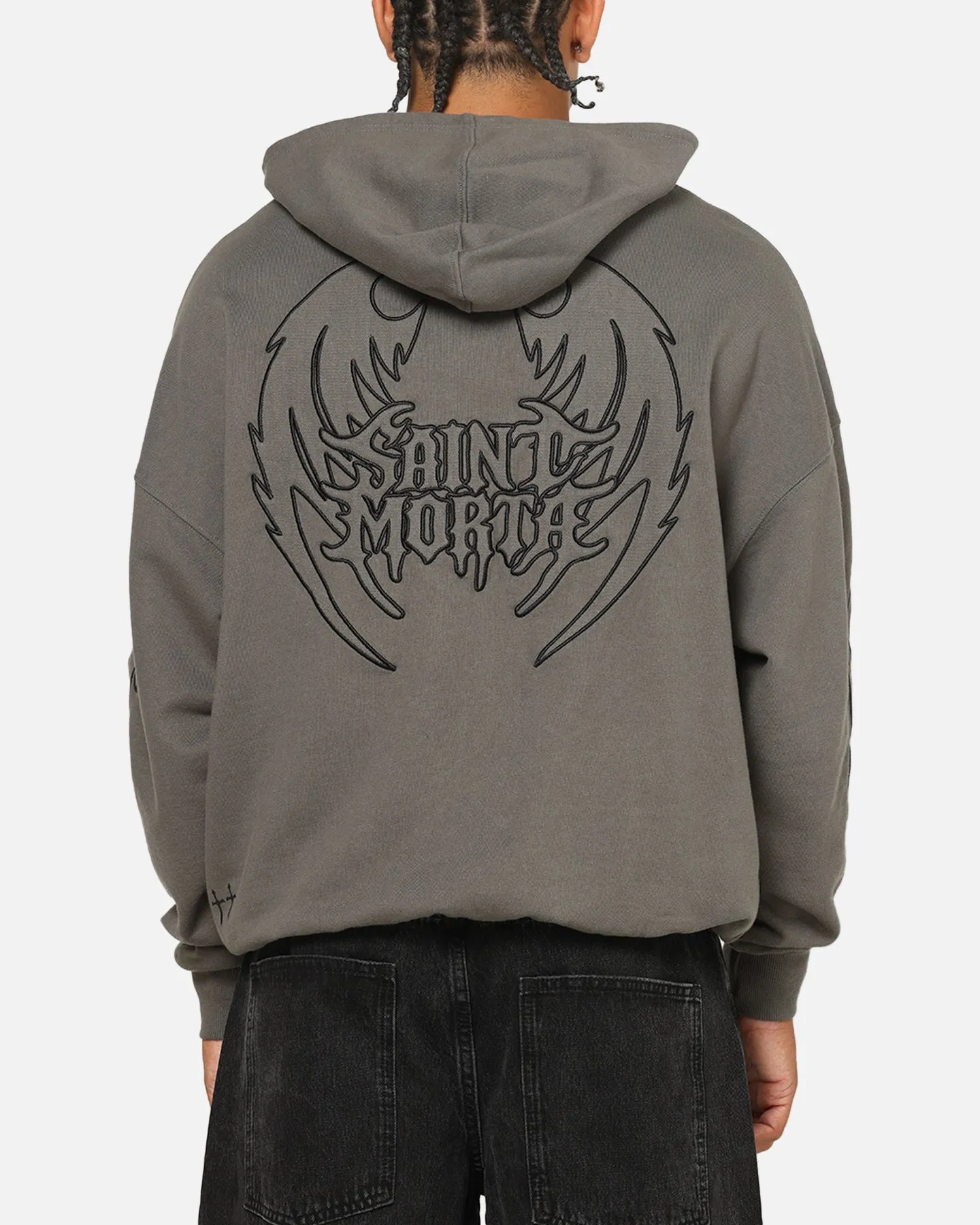 Saint Morta Crested Wing Hoodie Washed Charcoal sold by Culture Kings product image thumbnail 2