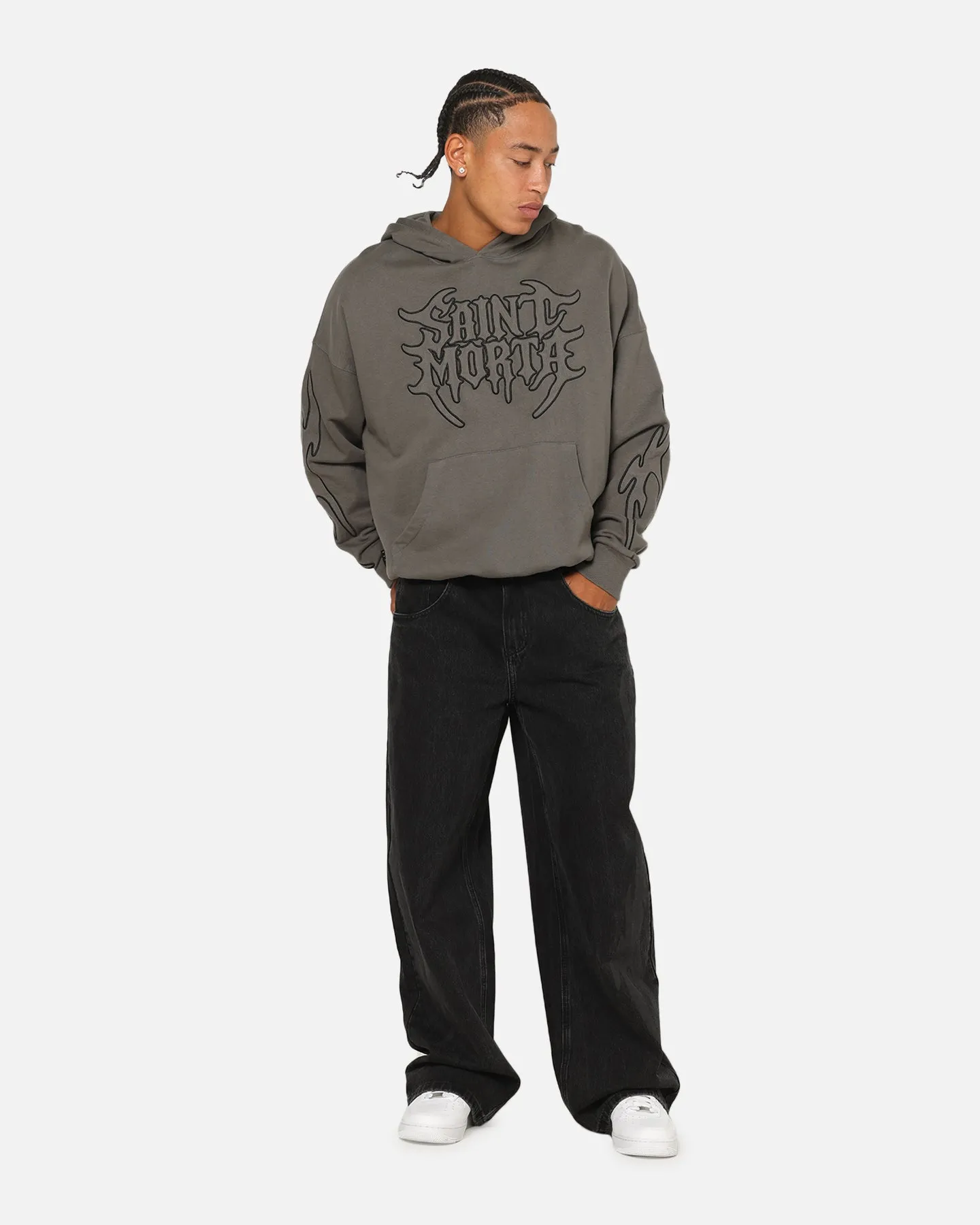 Saint Morta Crested Wing Hoodie Washed Charcoal sold by Culture Kings product image thumbnail 3